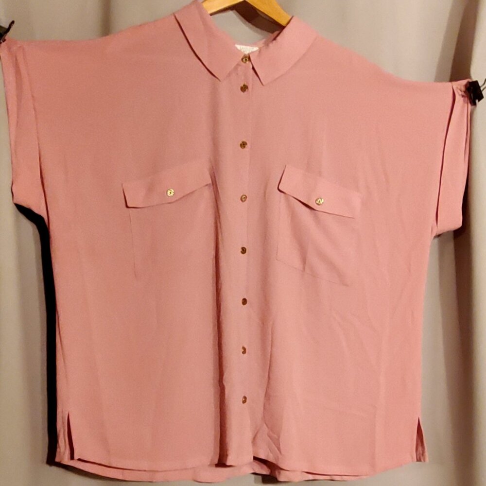 JACLYN SMITH (XL Blouse, Color: Pink-Rose, Gold Buttons) New